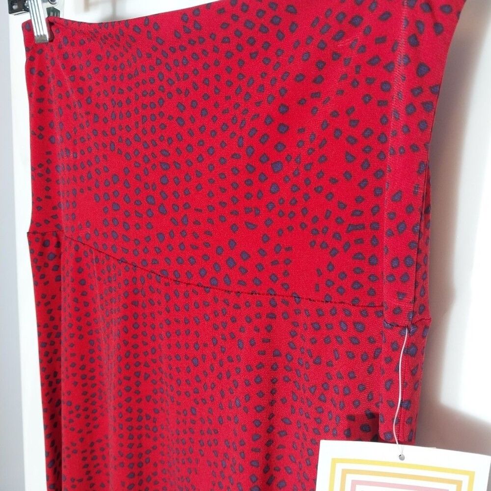 NWT Lularoe XXS Red Black Polka Dot Maxi Skirt Strapless Dress Stretch Boho 42"